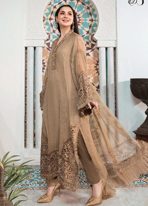 Maria B Embroidered Chiffon Suits Unstitched 3 Piece MB22C D5 - Luxury Collection