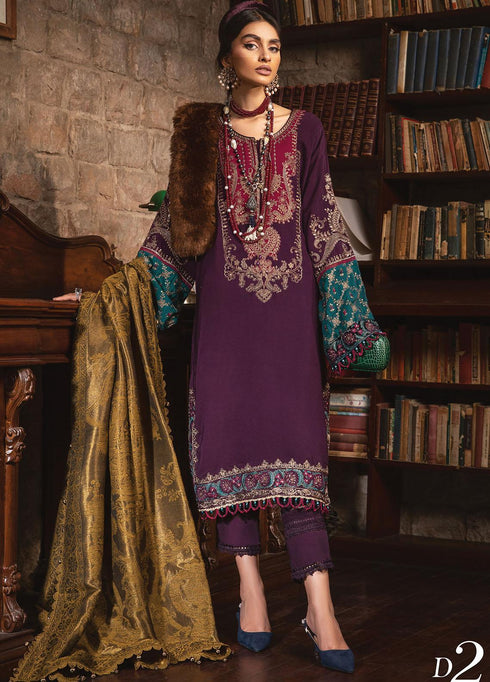 Maria B Embroidered Linen Suits Unstitched 3 Piece MB22LN D2 - Winter Collection