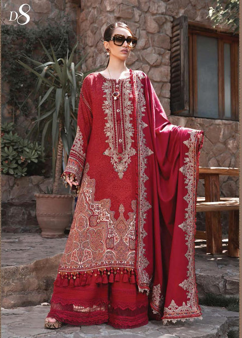 Maria B Embroidered Linen Suits Unstitched 3 Piece MB22LN D8 - Winter Collection