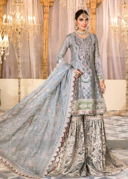 Mbroidered By Maria B Embroidered Tissue Suits Unstitched 3 Piece MB22M D3 - Luxury Collection