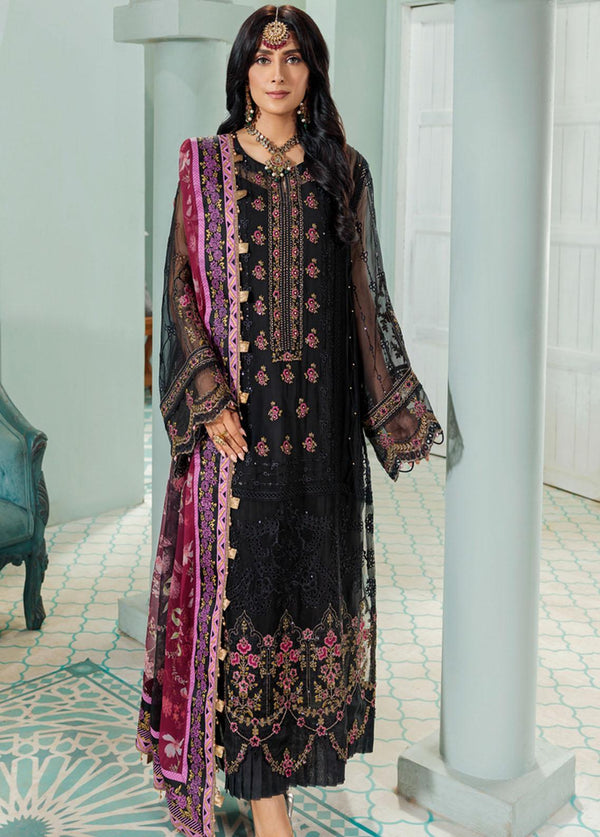 Noor By Saadia Asad Embroidered Chiffon Suits Unstitched 3 Piece NSA22C D8 - Luxury Collection