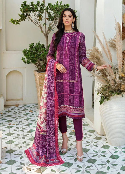 Noor By Saadia Asad Embroidered Linen Suits Unstitched 3 Piece NSA22W D2-A - Winter Collection