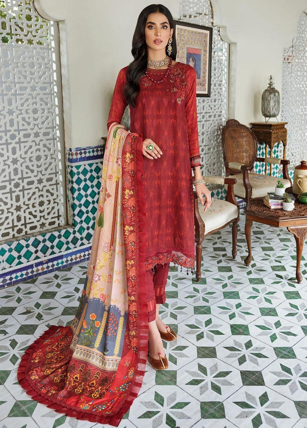 Noor By Saadia Asad Embroidered Linen Suits Unstitched 3 Piece NSA22W D6-A - Winter Collection