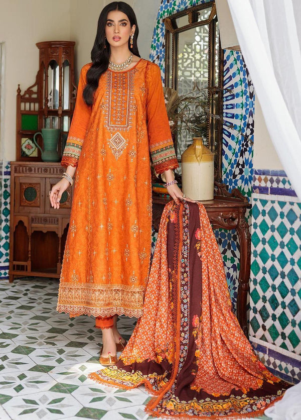 Noor By Saadia Asad Embroidered Linen Suits Unstitched 3 Piece NSA22W D8-A - Winter Collection