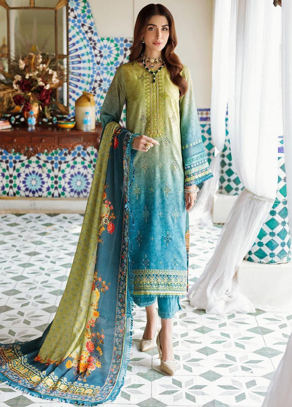 Noor By Saadia Asad Embroidered Linen Suits Unstitched 3 Piece NSA22W D8-B - Winter Collection