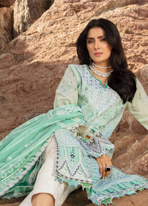 Noor by Saadia Asad Embroidered Lawn Suits Unstitched 3 Piece SA21NL 11B - Luxury Collection