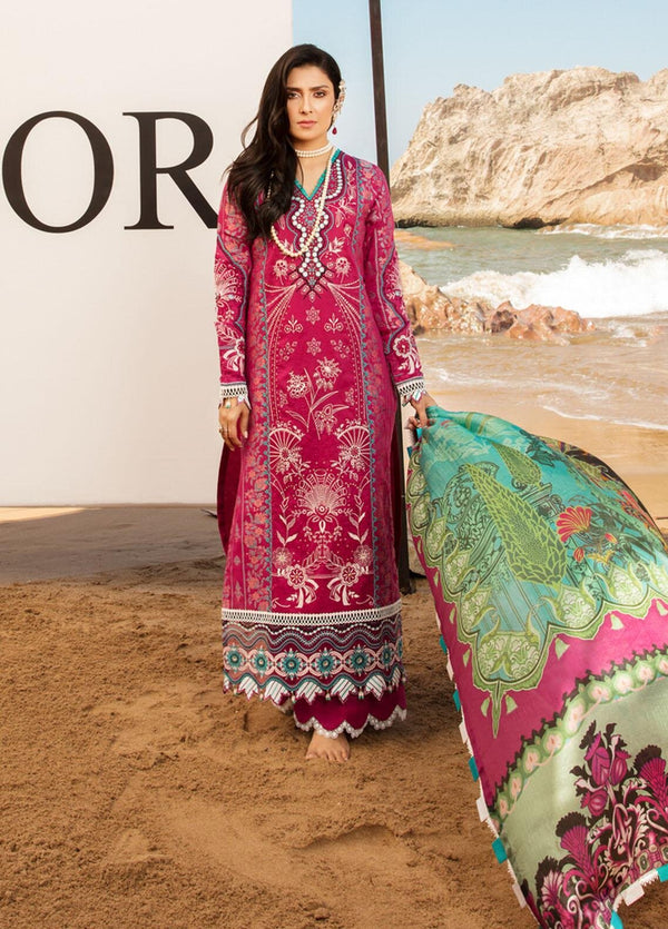 Noor by Saadia Asad Embroidered Lawn Suits Unstitched 3 Piece SA21NL 3A - Luxury Collection