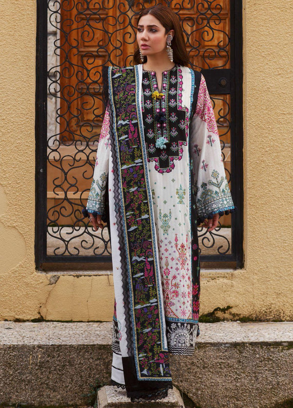 Elan Embroidered Lawn Suits Unstitched 3 Piece EL21OR EL21-01-A Melike - Summer Collection