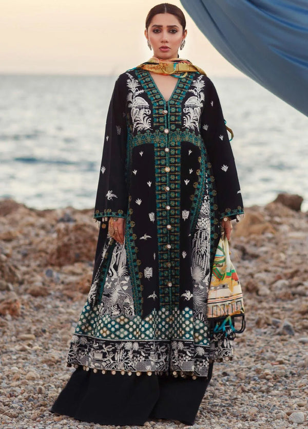 Elan Embroidered Lawn Suits Unstitched 3 Piece EL21OR EL21-15-A Aiyla - Summer Collection