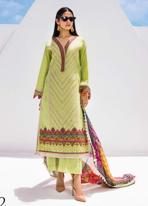 Tahra By Zainab Chottani Embroidered Lawn Suits Unstitched 3 Piece TZC22E 02 Green Meadow - Eid Collection